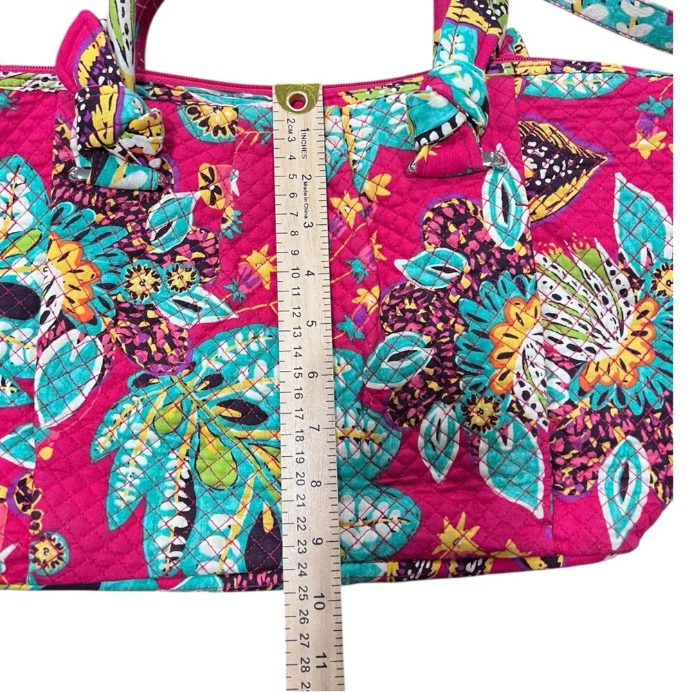 Vera Bradley Hadley East West Tote Rumba Red Floral Quilted‎ Tropical Satchel